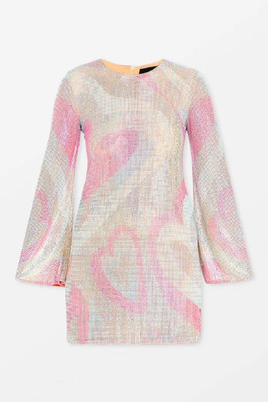 A-Line Crystal Hearts Mini Dress Winter mini dresses