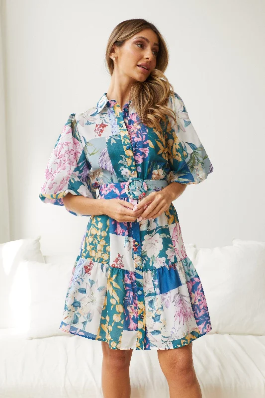 Bellarosa Dress - Navy Print Urban Outfitters mini dresses