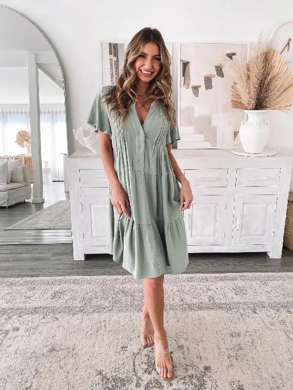 Celandine Dress - Sage Women's trendy mini dresses sale