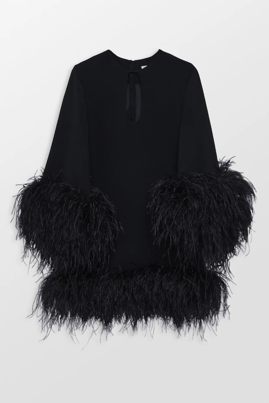 Feather Trim Mini Dress Silk mini dresses