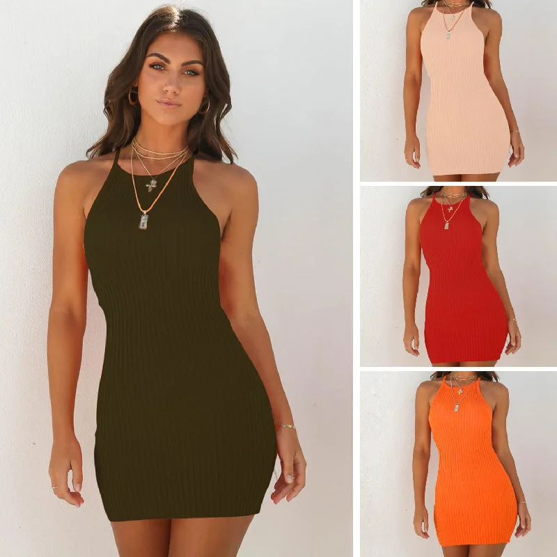 Sexy Ribbed Small Sling Dress Best mini dresses for curvy figures
