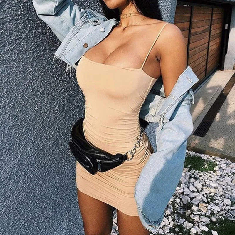 Strapless Spaghetti Strap Bandage Mini Dress Party Casual Basic Beach Dress Short Lightweight mini dresses for hot weather