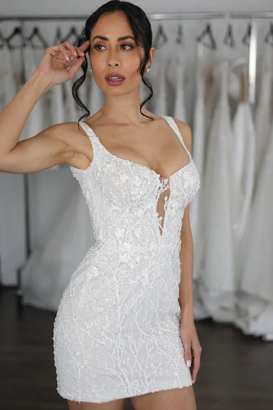 Lisa Floral Lace Mini Timeless Wedding Dress