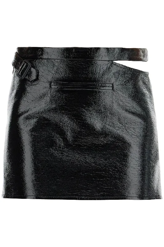vinyl mini skirt 424CJU198VY0014 BLACK High-Waisted Mini Skirt