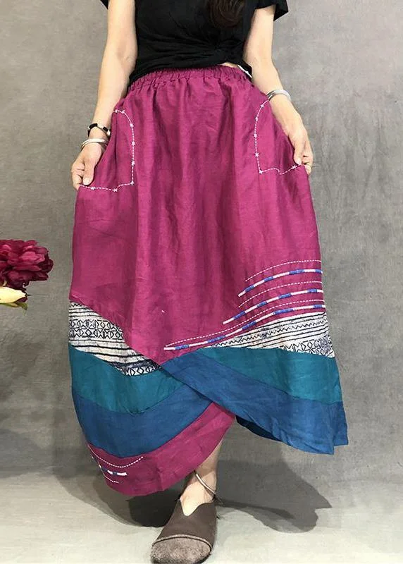 Elegant linen skirrts Vintage Summer Thin Breathable Color Matching Loose Irregular Skirt Vacation unclassified skirts Elegant linen skirrts Vintage Summer Thin Breathable Color Matching Loose Irregular Skirt Vacation unclassified skirts