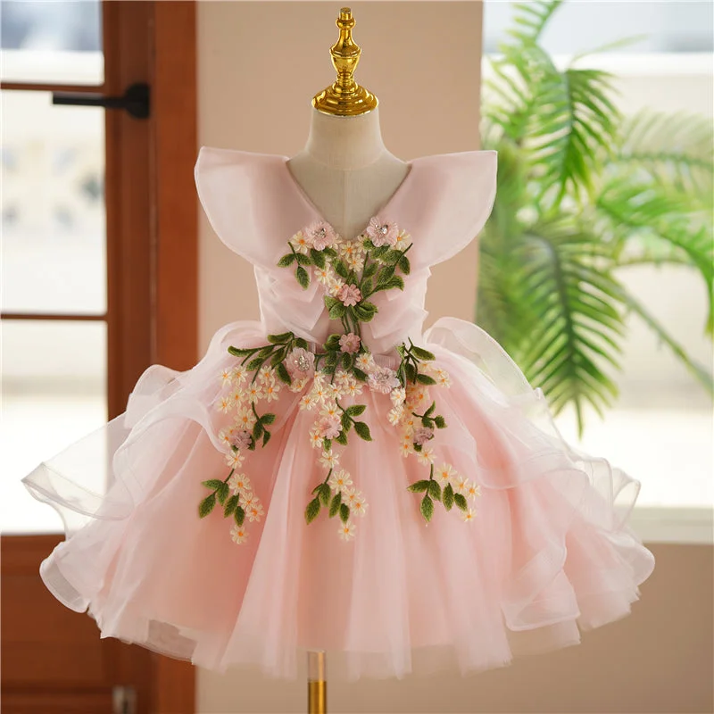 Cute Baby Girl Puffy Flower Dress Toddler Birthday Party Princess Dress Chic party dresses