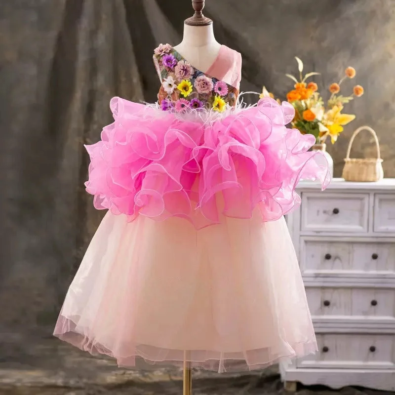 Elegant Baby Girl Fluffy Pageant Dress Toddler Birthday Party Princess Dress Edgy party dresses