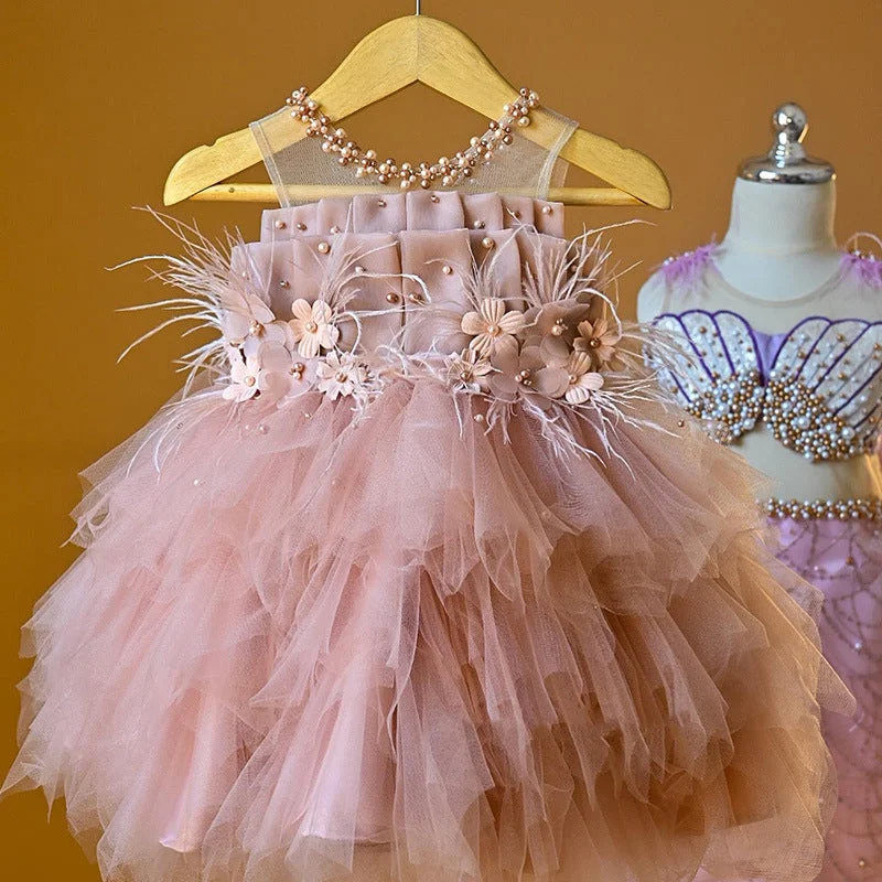 Elegant Baby Girls Beauty Pageant Dress Toddler Birthday Party Dresses Leather party dresses