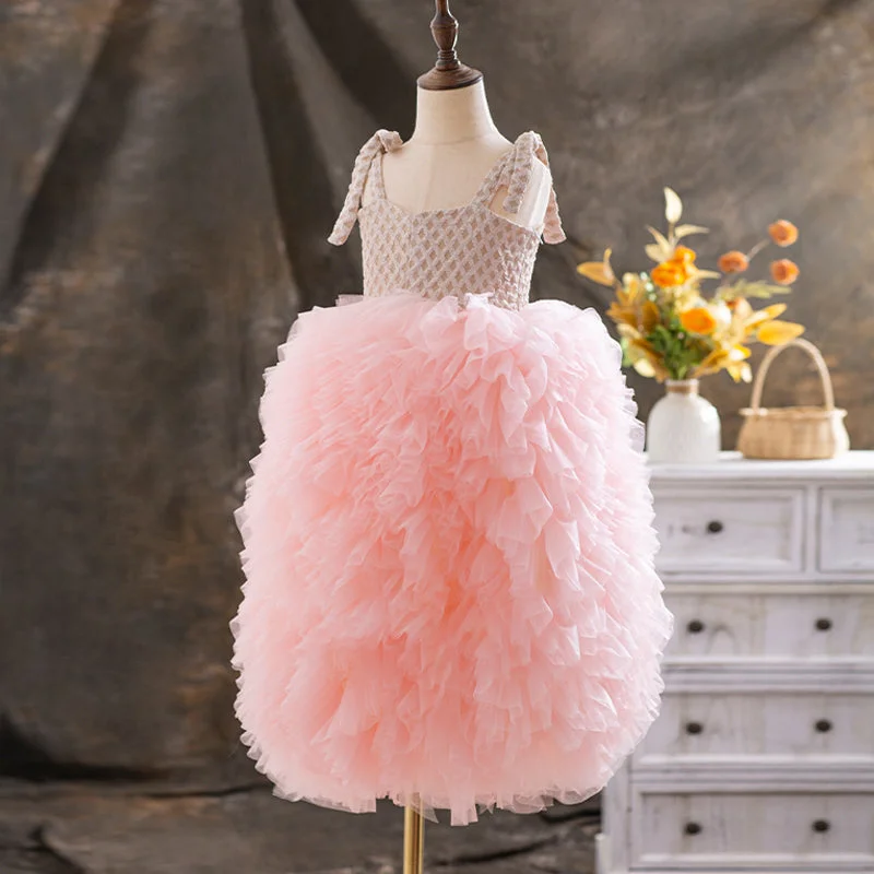 Elegant Fluffy Flower Girl Dress Toddler Birthday Party Princess Dress Minimalist party dresses