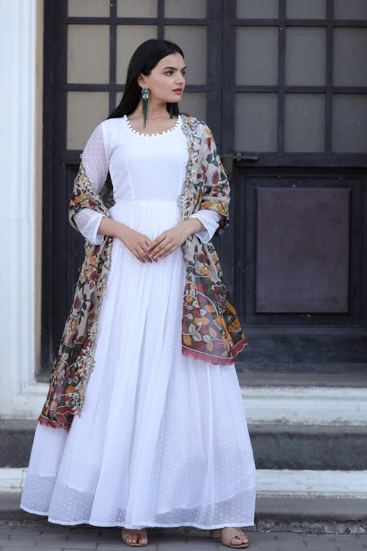 Jyoti Fashion Women's White Georgette Butti work Partywear Anarkali Dress with Dupatta Winter party dresses Jyoti Fashion Women's White Georgette Butti work Partywear Anarkali Dress with Dupatta Winter party dresses