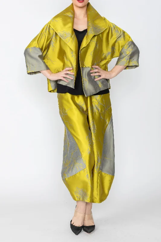Citrine Lantern Pants With Bamboo Motif