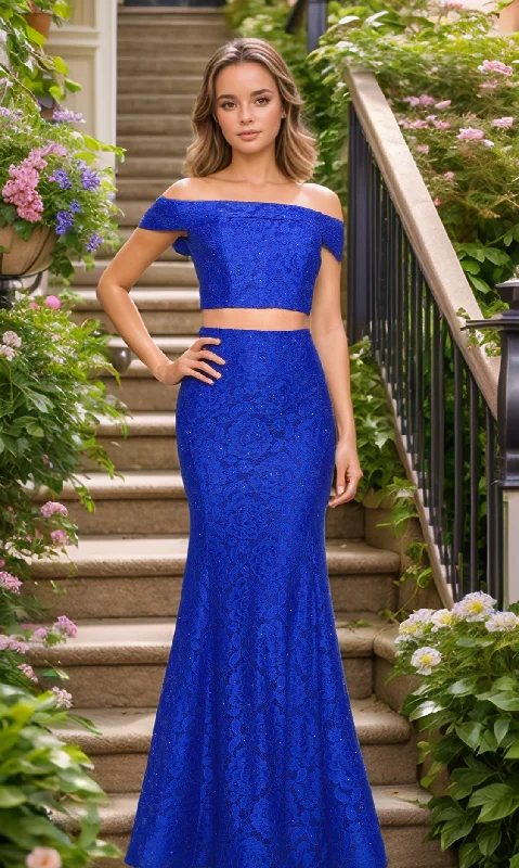 La Femme Two-Piece Mermaid Lace Prom Dress 27443 Lace Fit-and-Flare