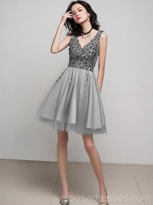 V Neck Grey Sequin Beaded Cheap Homecoming Dresses Online, Cheap Short Prom Dresses, CM763 V-neck Sequin Dress V Neck Grey Sequin Beaded Cheap Homecoming Dresses Online, Cheap Short Prom Dresses, CM763 V-neck Sequin Dress