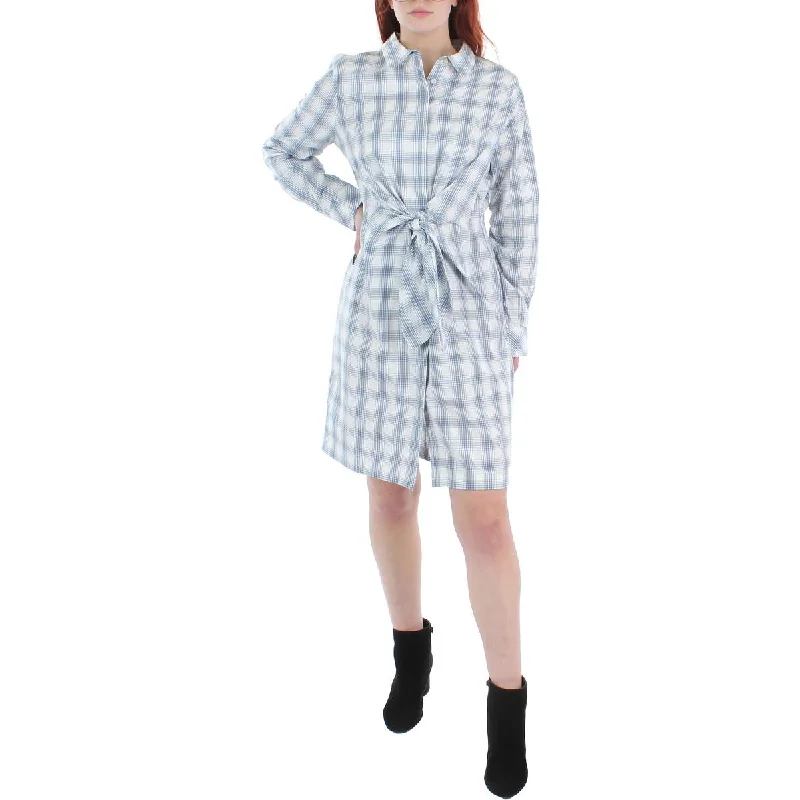 Calvin Klein Womens Plaid Above Knee Shirtdress Shirt Dress Party