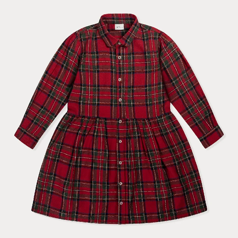 Girls Tartan Plaid Shirt Dress Chic Shirt Dress
